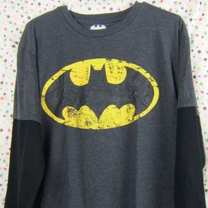 Batman Men's T-Shirt Large Gray Long Sleeves